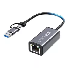 Adaptador Usb C+usb 3 A Rj45 2en1 Lan Ethernet Giga 1000mbps Linkon