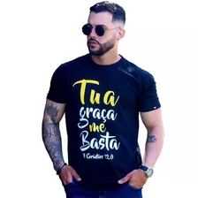 Camiseta Cristã Gospel Evangélica Versículo Tua Graça Basta