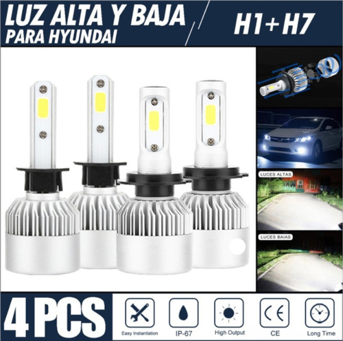 Kit De Focos Led 8000lm Luz Alta Y Luz Baja Para Hyundai Foto 2