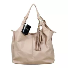 Bolsa Hobo Oliver Mour 1025 Design Lisa De Couro Nude Com Alça De Ombro Nude Alças De Cor Nude E Ferragens Metal