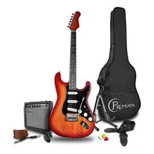 Kit Guitarra Electrica + Amplificador Concerto 012- Premiata Color Rojo Material Del Diapasón Álamo Laminado Orientación De La Mano Diestro