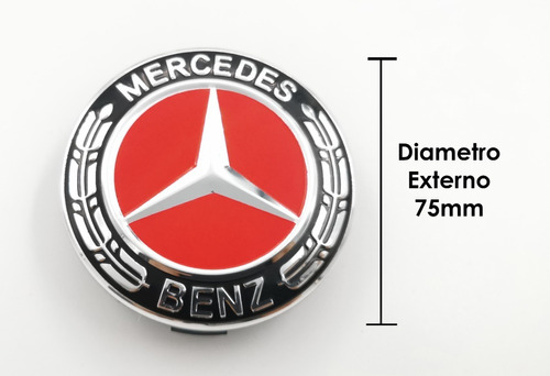 4 Tapas Centro De Rin Mercedes Benz 75mm Originales New Red Foto 3