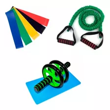 Kit Entrenamiento Bandas + Resistencia + Rueda Abdominales 