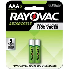 Pilas Recargables Aaa Rayovac 600mah × 2