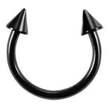 Piercing Septo Ferradura Titânio Spike Preto Prata