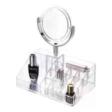 Cosmetiquero Acrílico Organizador De Maquillaje Con Espejo