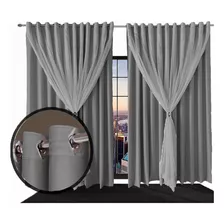 Cortinas Blackout 5,50x3,00 Apartamento Com Voal Cinza