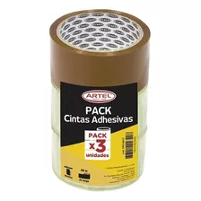 Pack 3 Cintas Embalar 2 Transparentes + 1 Café Artel