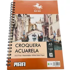 Cuaderno Dibujo Croquera Acuarela A5 160g