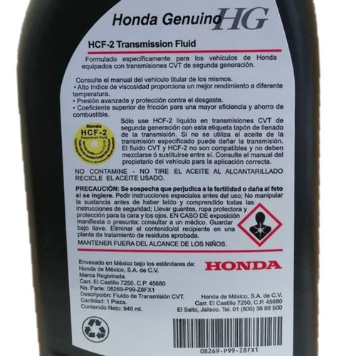  4 Aceites Transmisin Cvt Honda Accord Civic Acura Original Foto 2