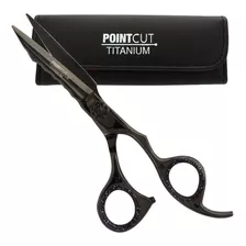 Tijera Barberia Microdentada Corte Pointcut Titanio Black 6