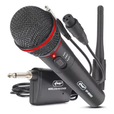 Microfone Sem Fio Dinâmico Wireless 2 Em 1 Karaokê P10 Vhf
