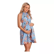 Vestido De Maternidad Con Cinturón Floral 