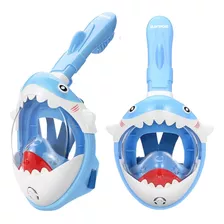 Máscara Mergulho Snorkel Full Face Infantil Xs Tubarão Azul