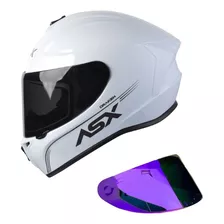 Capacete Moto Asx Draken Monocolor Branco + Viseira Extra