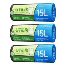 3 Pacotes Saco De Lixo Utilix Dover Roll Preto 15l 60un