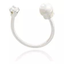 Piercing Ferradura Hélix Cartilagem Ouro Branco 18k Zircônia