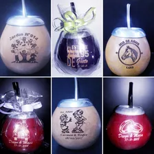 Souvenirs Mates Personalizados Con Bombilla Y Grandes X 10u!