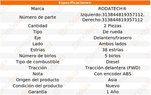 (2) Mazas Rueda Del/tra Eurovan 4 Cil 1.9l Fwd 06/09 Foto 2