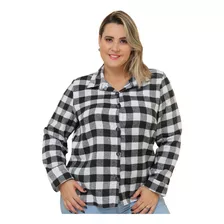 Blusa Camisa Xadrez Feminina Flanelada Manga Longa Plus Size