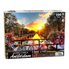 Quebra Cabeça Amsterdam Holanda Com 500 Peças 54 X 37 Cm