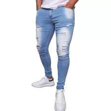 Calça Jeans Colors Super Skinny Masculina Com Laycra Rasgada