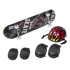 Skate Infantil Radical Iniciante Menina Menino 70 Cm Cor Grafite Preto