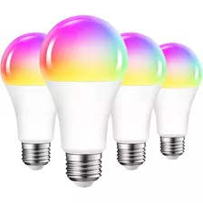 4 Foco Led Inteligente Rgbcw Wifi 9w Ajustable Multicolor