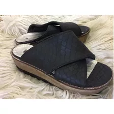 Sandalia Sueco Mules Zapato Talle 36 Negro Tiras Cruzada