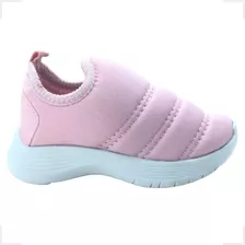 Tênis Meia Infantil Menina Rosa Bordado Fullfeet