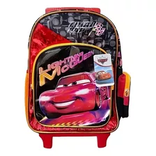 Mochila Ruedas Kinder Ruz Cars Rayo Mcqueen Escuela Menor Diseño De La Tela Liso