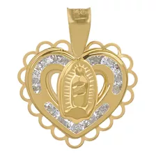 Medalla Dije Virgen Guadalupe Corazon Oro Sólido 10k Mujer