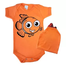 Fantasia Temática Roupinha De Bebê Procurando Nemo Touca 