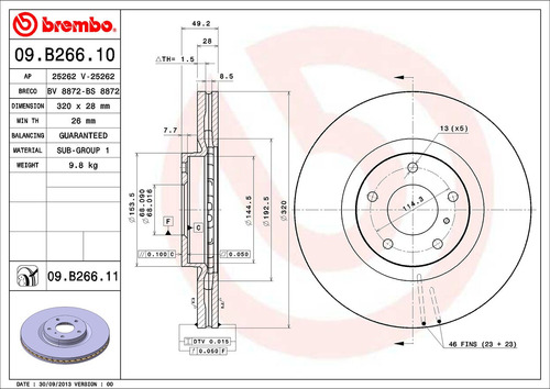 2 Discos De Freno Delanteros Nissan Murano 2013 3.5l Brembo Foto 2