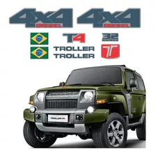 Kit Adesivos Troller T4 3.2 6speed 4x4 Diesel Resinado 2015 2016 2017 2018 2019 Carro Verde Trl035