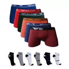 Kit 6 Cuecas Boxer Microfibra Top Falke + 3 Pares Meias