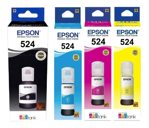 Kit Tintas Epson Orig  524 T524 Negro + Colores L6580 L15150