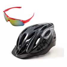 Kit Capacete Bike Ciclismo Com Led + Óculos De Proteção