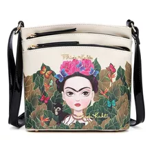 Crossbody Triple Cierre Frida Kahlo Cartoon Original Fjc705