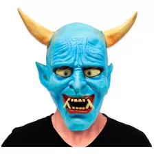 Mascara Diablo Demonio Azul Oni Disfraz Halloween Cotillon
