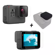 Micas Para Sportcam Gopro 7, 6, 5 Hero 2018 + Par De Micas De Cristal Templado Para Lente Y Pantalla Go Pro + Tapa