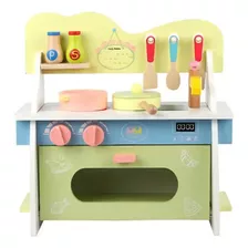 Mini Cocina De Madera Con Accesorios Verde