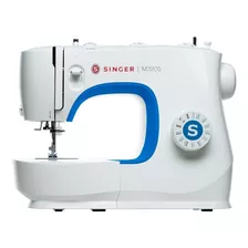 Máquina De Costura Reta Singer M3205 Portátil Branca/azul 127v