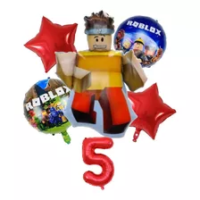 Set 6 Globos Roblox Con Número 5 Rojo