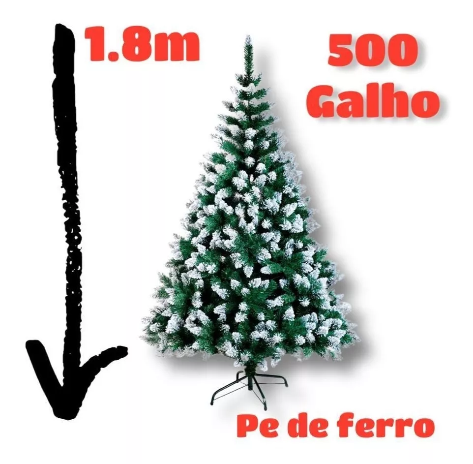Árvore De Natal Pinheiro Tradicional 1,80m 500 Galhos 
