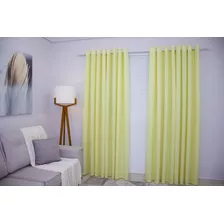 Cortina Veneza Dupla Oxford 4 Folhas 600x230 Sala/quarto Cor Amarelo-bebê