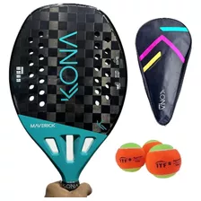 Raquete Beach Tennis Kona Maverick Blue Carbono 18k +brinde