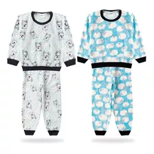 4 Peças De Pijamas Peluciado Soft 2 Blusas + 2 Calças 