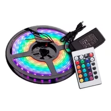 Tira Led Rgb 3528 De 5 Metros Con Fuente Y Control Remoto