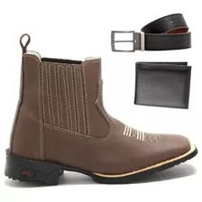 Bota Masculina Botina Country Bico Quadrada Texana Oferta